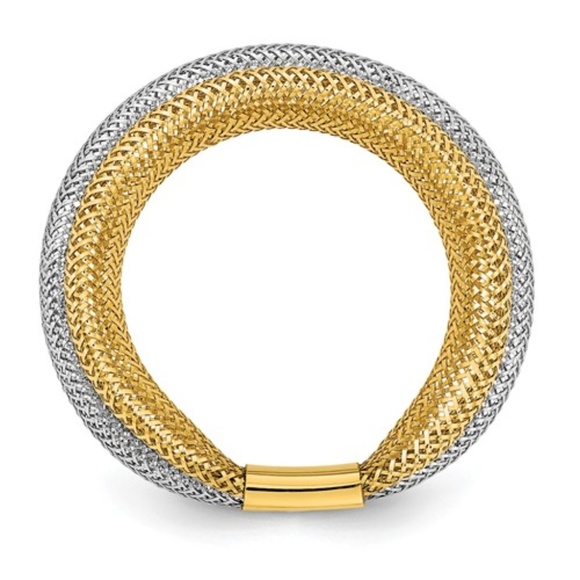 14k Two-tone Gold Mesh Ring - Picture 4 of 5